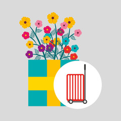 shopping floral spring gift bouquet vector illustration eps 10