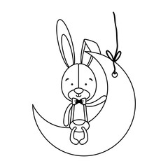 rabbit or bunny on moon shape ornament icon image vector illustration design 