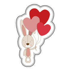 rabbit or bunny with balloons icon image vector illustration design 