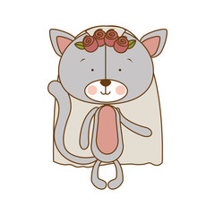 cat bride cartoon icon image vector illustration design 