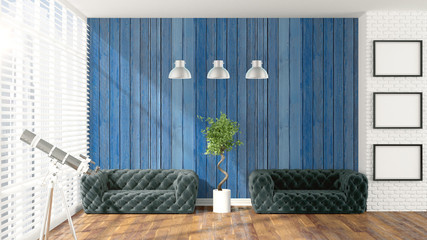 Modern bright interior . 3D rendering