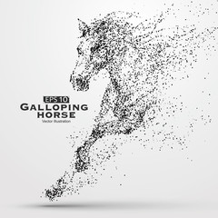 Galloping horse,Many particles,sketch,vector illustration,The moral development and progress. - 126606803