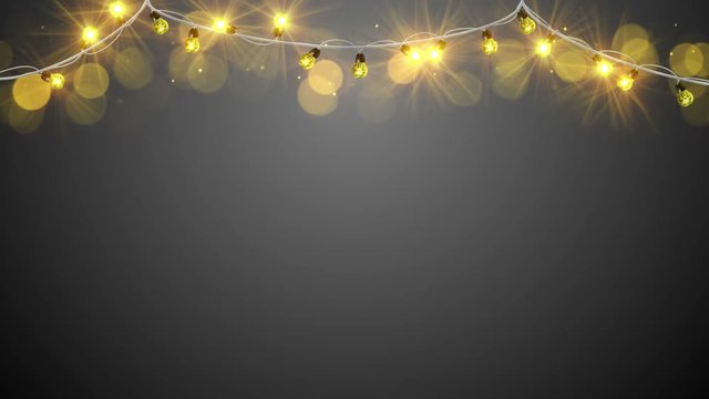 christmas yellow light bulbs. Seamless loop animation. 4k (4096x2304)
