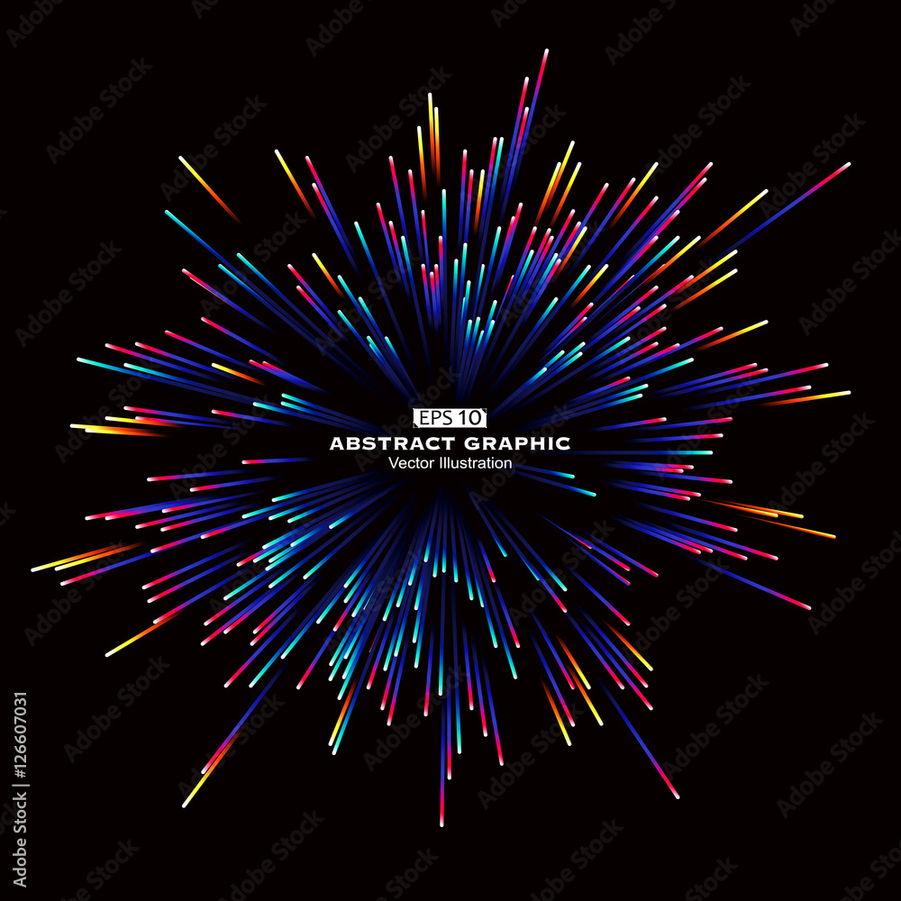 Poster dot and line consisting of radial abstract graphics.