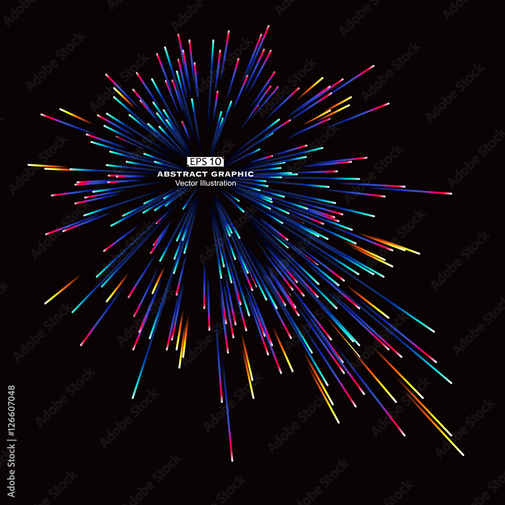 Poster dot and line consisting of radial abstract graphics.