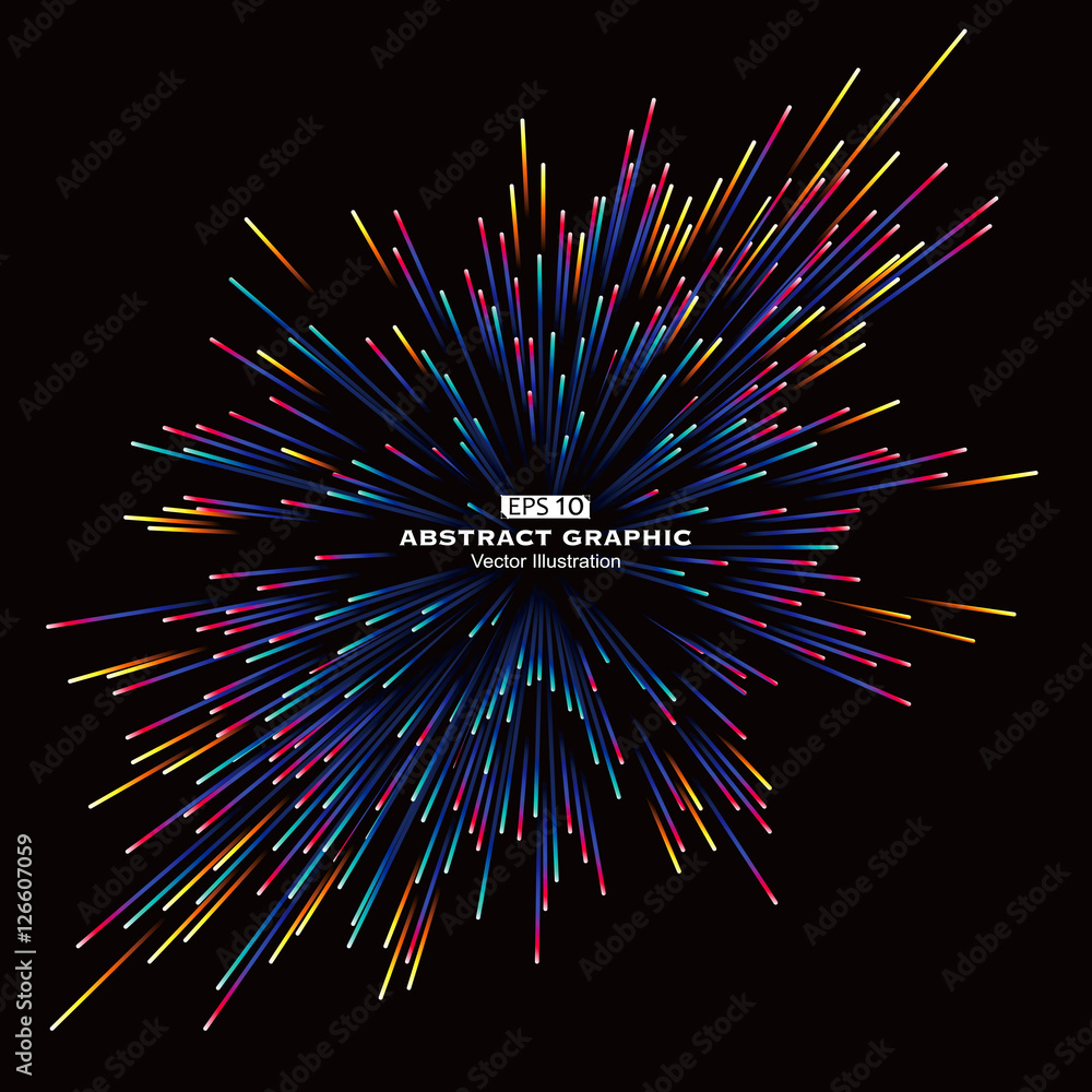 Poster dot and line consisting of radial abstract graphics.