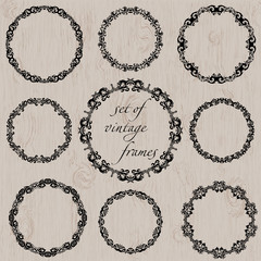 Set of black round vintage frames