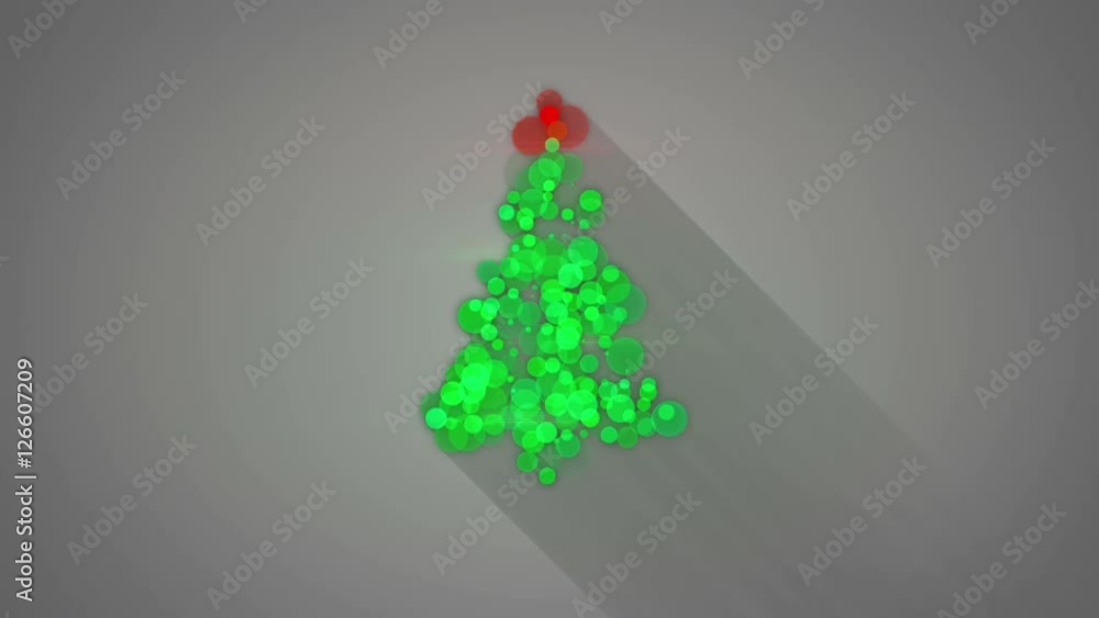 Poster glowing christmas tree shape. seamless loop flat style animation with long shadows. 4k (4096x2304)