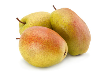 Ripe pear fruit on white