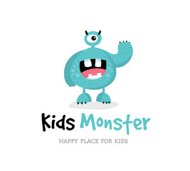 Monster vector ,  Kids monster logo, Cute monster design template.
