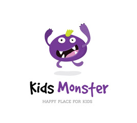 Monster vector ,  Kids monster logo, Cute monster design template.