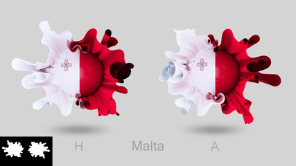 Malta flag with soccer football  isolated on  gray background , splash concept ,3d illustration 