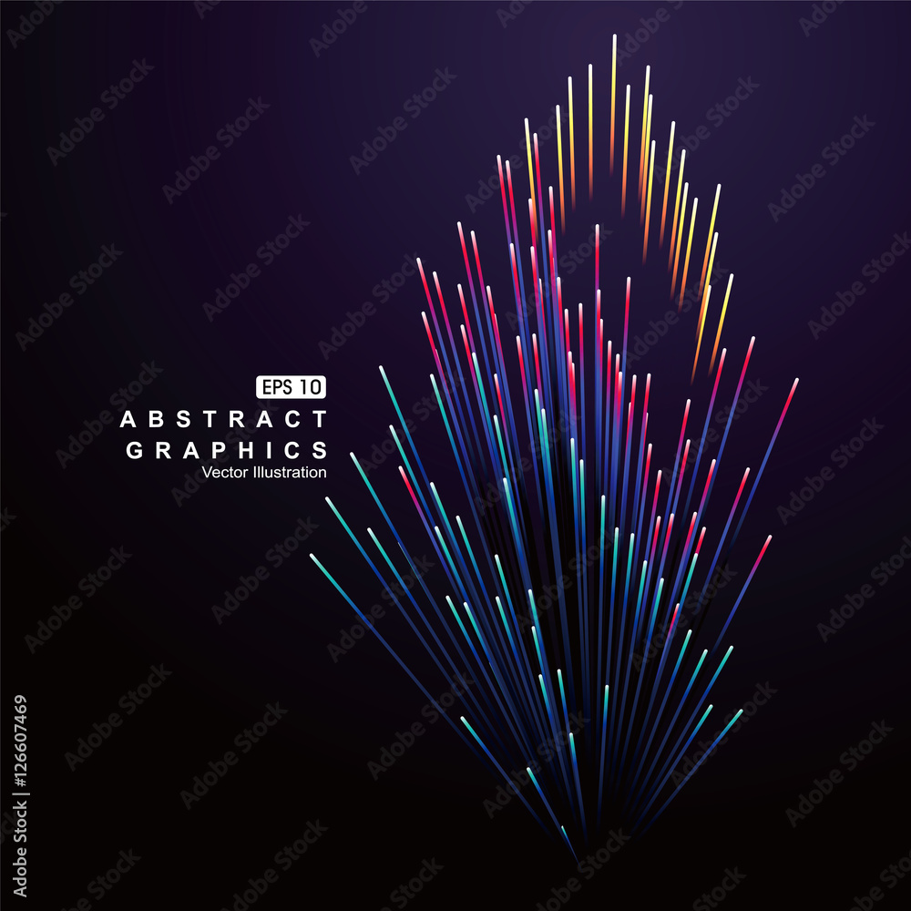 Poster dot and line consisting of radial abstract graphics.