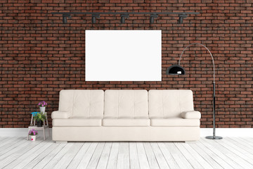 Modern bright interior . 3D rendering