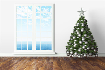 Beautiful Christmas interior . 3D rendering