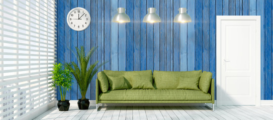 Modern bright interior . 3D rendering
