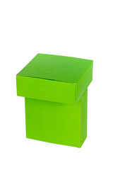 Green boxes stacked or green paper package box isolated on White