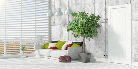 Modern bright interior . 3D rendering