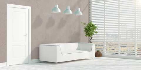 Modern bright interior . 3D rendering