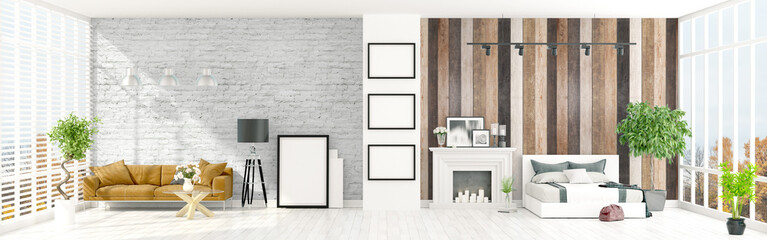 Modern bright interior . 3D rendering