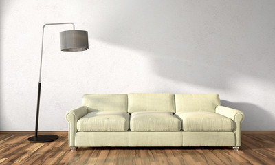 Modern bright interior . 3D render