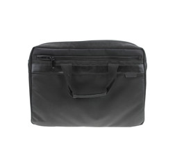 Black laptop briefcase on white background.