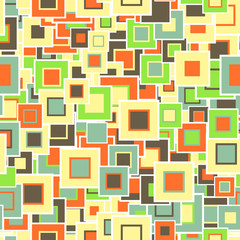 Geometric seamless pattern. The multicolored squares of different sizes, are located in a chaotic manner. Useful as design element for texture and artistic compositions.