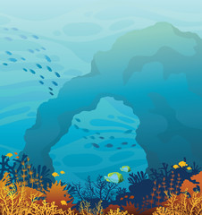 Obraz na płótnie Canvas Wild marine life - underwater cave and coral reef.