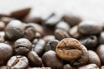 Heap of roasted brown coffee beans