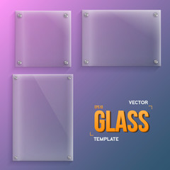 Transparent Vector Glass. Set of Realistic Vector Glass Frame Te