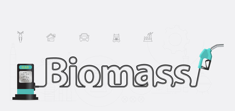 Biomass typographic pump nozzle creative design, Fuel pump icon,