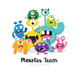Obraz na płótnie Canvas Monster vector , Kids monster logo, Cute monster design template.