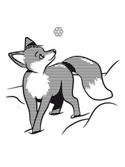 Fox cute snow snowflake striped