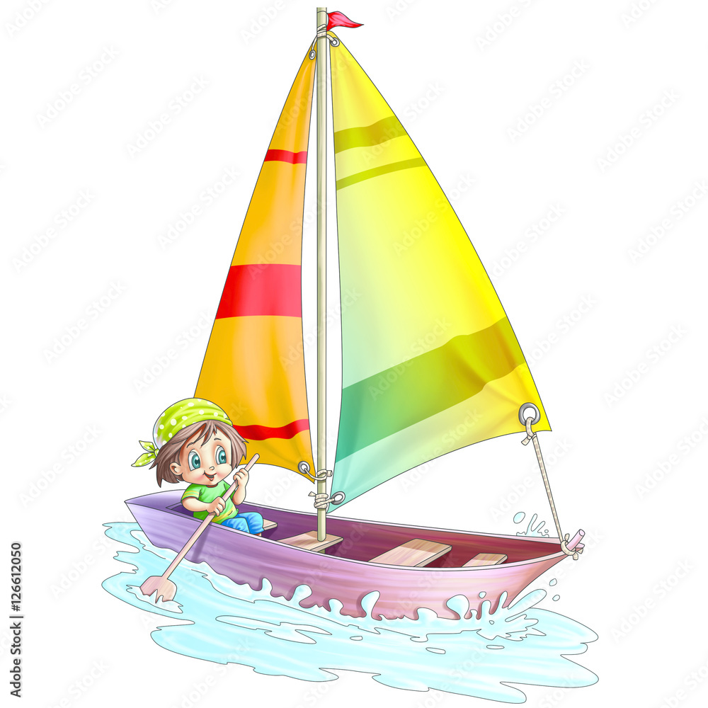 Sticker boy in yacht