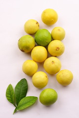 fresh limes in white background.