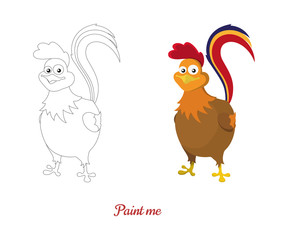 Book for coloring with cock. Game Christmas 2017: Rooster