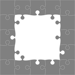 Vector Grey Puzzles Pieces - JigSaw Frame - 25.