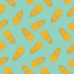 Modern stylized pineaples seamless pattern. For fabric textile, print design