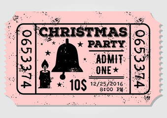 Old paper ticket, admit one for Christmas Party