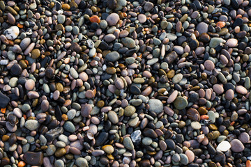 Colorful sea pebbles, can be used as background, concept of sea resort