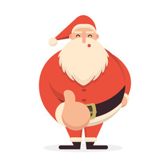 Cute cartoon Santa Claus standing with his thumb up. Cheerful an