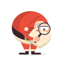 Cute cartoon Santa Claus standing with his thumb up. Cheerful an