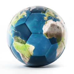 Football mapped with Earth texture. 3D illustration