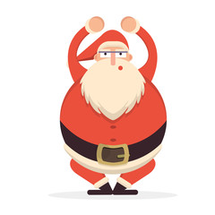 Santa Claus sqautting. Cute cartoon cheerful and smiling Father