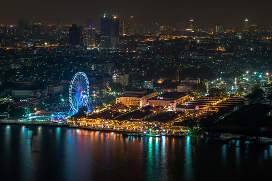 Bangkok cityscape. Bangkok night view in the business district
