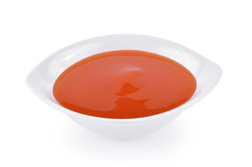 Chilli sauce in white bowl
