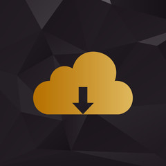 Cloud technology sign. Golden style on background with polygons.
