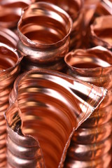 Scrap of copper for recycling close up