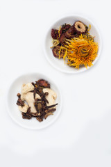 Tea leaves on a plate