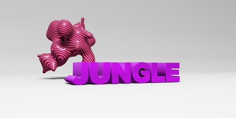 JUNGLE - 3D rendered colorful headline illustration.  Can be used for an online banner ad or a print postcard.